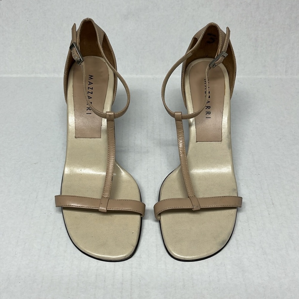 Nude square toe T-Strap leather stiletto heel Sandals 36 minimalistic capsule - Picture 8 of 15
